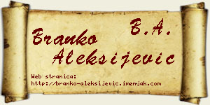 Branko Aleksijević vizit kartica